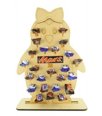 6mm Mars, Snickers and Milkyway Chocolate Bars Funsize Minis Holder Advent Calendar - Girl Penguin